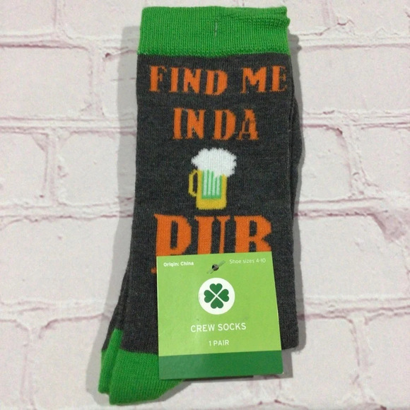 Accessories - St. Patrick’s Day Find Me In Da Pub Crew Socks - NWT